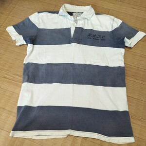 POLO ラガーシャツ ボーダー 紺 ネイビー