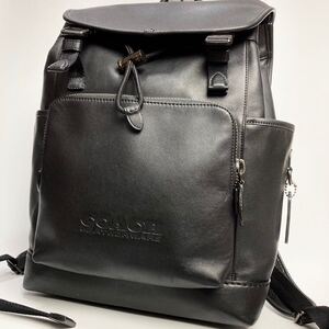 極美品 COACH コーチ リーグ リュック リュックサック バックパック ブラック 黒 本革 レザー 大容量 ビジネス A4 PC メンズ レディース