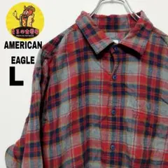 usa古着 AMERICANEAGLE ネルシャツ　L レッド　グレー　チェック