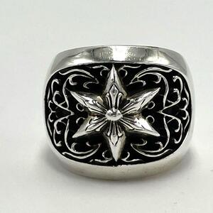 No.160 超人気商品☆CHROME HEARTS クロムハーツ クラシックオーバルスター リング 22号 指輪 CLSSC OVAL STAR シルバー 925 メンズ