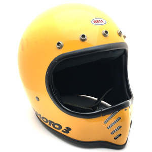 送料無料 箱付 BELL MOTO3 YELLOW 60cm/ベルモト3ビンテージヘルメット黄イエローvmxオフロードフルフェイスヘルメットmoto starmoto470s