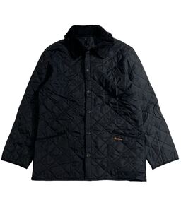 英国製 ■ Barbour バブアー ■ ロゴ 刺繍 衿 コーデュロイ 切替 中綿入 LIDDESDALE リデスデイル キルティング ジャケット ブラック S