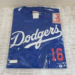 BH10 【スポーツ】 未使用 90s NUTMEG ドジャース 野茂英雄 16番 半袖Tシャツ MLB メジャーリーグ ベースボール M～L　ブルー　USA製