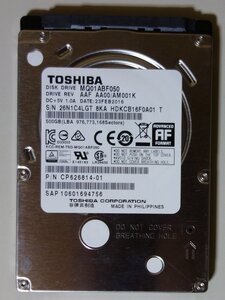 3824 2.5インチ内蔵SATAハードディスク 7mm 500GB 東芝 MQ01ABF050 5400rpm 正常 使用7055時間 富士通 Windows7～8.1 CP626814-01