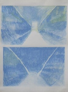 若林奮画額「Untitled　1990.3.29」　グワッシュ　紙　サイン　ギャラリー77シール　79×55　F:89×64　1990年