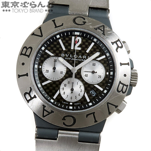 241001014031 1円 ブルガリ BVLGARI ディアゴノ クロノグラフ チタニウム TI44TACH ブラックカーボン チタン ラバー 腕時計 メンズ 自動巻