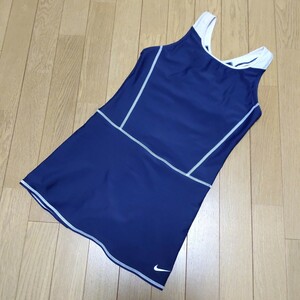 XL 170 光沢 ネイビー スカート一体型 1981404 Nike フットマーク オールインワン 競泳水着 ナイキ フットマーク SWIMSUIT SWIMWEAR