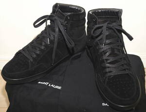 SAINT LAURENT PARIS サンローラン 18AWスエードスニーカーHi41黒 SL/10H Italy製