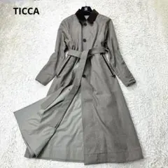 極美品✨TICCA ロングコート マキシ丈 ベルト 千鳥格子 襟コーデュロイ