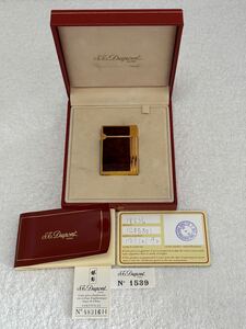 【133-40】1円〜 ST Dupont デュポン ライター 火花確認済み 喫煙 喫煙具 レッド×ゴールド 箱 保証書 取扱説明書付き 同梱不可