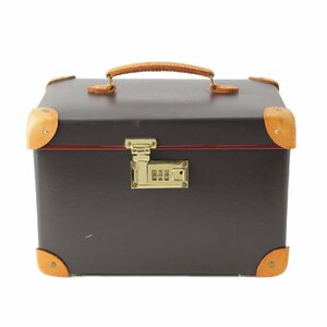 【グローブトロッター】Globe Trotter　ヴァルカナイズドファイバー×レザー ヴァニティバッグ コスメケース ブラウン 【中古】210852