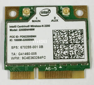 【中古パーツ】インテル Intel Centrino Wireless-N 2200 Single Band 2.4GHz 802.11b/g/n PCIe Mini half【無線LANカード】■2200BNHMW