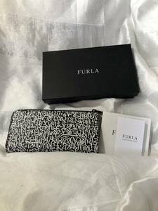 FURLA フルラ 白X黒 プリント柄 長財布 未使用 箱・袋付き