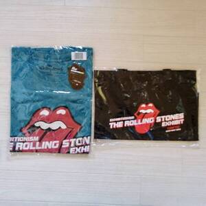 未開封 Rolling Stones ロックバンド B⑦ ベロ柄 Tシャツ M　サックスブルー・エコバッグ 黒 EXHIBITIONISM 2019 新品 グッズ