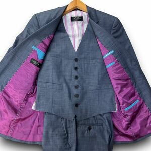 スリーピース Paul Smith 【圧倒的存在感】 ポールスミス ブリティッシュコレクション 3ピース スーツ マイクロチェック ワインレッド M