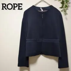 美品☆【ROPE ロペ】S ネイビー ノーカラージャケット　フォーマル　入学卒業