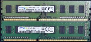 2GB 2枚組 (合計 4GB) PC3-12800 PC3-12800U DDR3-1600 240pin non-ECC UDIMM 1Rx8 デスクトップPC用 SAMSUNG (管:ED148 x1s