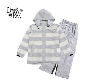 【アウトレット・大特価】ダムトラックス BORDER RAIN◆GRAY　L レインウエア上下セット・収納袋付き 定価10,000円　バイカー 男女兼用