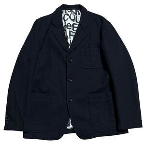 AD2005 COMME des GARCONS HOMME ギャルソン オム 裏地ロゴ文字 製品洗い加工 ウールジャケット 黒 L