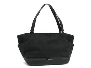 1円 ■極美品■ COACH コーチ F23297 シグネチャー キャンバス×レザー トートバッグ ショルダー 肩掛け レディース ブラック系 FI4416