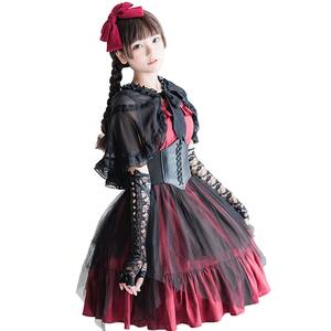 ドレス レース ゴシック フリル スカート 羽織り コスチューム 手袋 サッシュベルト メイド HALLOWEEN GOTHIC 