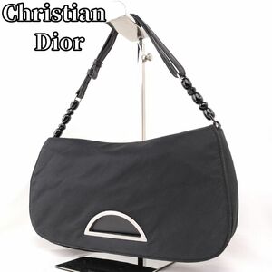 【ヴィンテージの煌めき★90s】　Christian Dior クリスチャンディオール　ショルダーバッグ マリスパール オールド ヴィンテージ ロゴ　黒