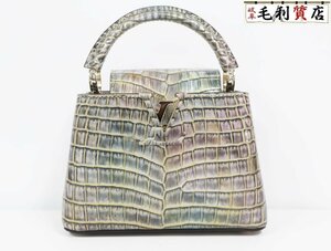 ルイヴィトン LOUIS VUITTON エキゾチック レザー カプシーヌ MINI シャイニー アリゲーター シルバー系 極上美品 バッグ 2WAYバッグ