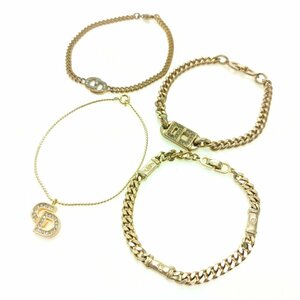 ★1円★ Christian Dior クリスチャン ディオール ブレスレット 4点 CD ロゴ ゴールド レディース ブランド アクセサリー まとめ売り 中古