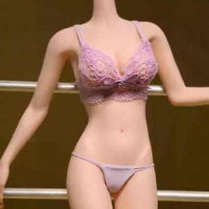 1/6 ドール用 女性 レース製 ブラジャー＆パンツセット Tバック フィギュア 下着 インナー パープル パープル