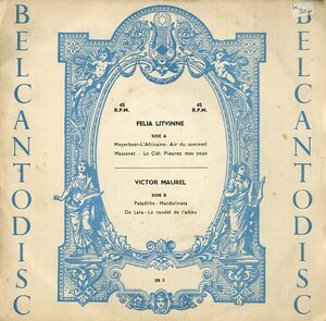 C00126818/EP/Felia Litvinne / Victor Maurel「Meybeer / L Africaine : Air Du Sommeil / Paladihe Mandolinata」