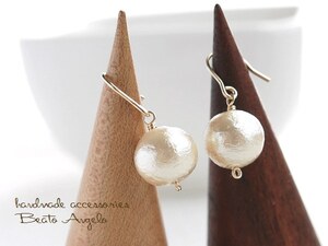 ◇◆+angelo+K14GF コットンパールの一粒ピアス(p-023)キスカ 10mm シンプル