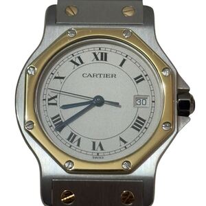 美品 カルティエ CARTIER サントスオクタゴン LM W2001583 腕時計 SS YG クォーツ アイボリー ユニセックス 【中古】