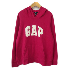 ギャップ GAP パーカー プルオーバー ロゴ ワッペン スウェット 裏起毛 L ピンク メンズ