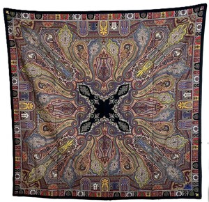 〇館P39 ETRO エトロ 大判 スカーフ ストール ペイズリー柄 マルチカラー 132cm×132cm