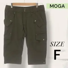 MOGA モガ ボトムス ハーフパンツ シンプル カジュアル ひざ丈 カーキ