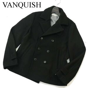 VANQUISH ヴァンキッシュ 秋冬 メルトン ウール★ Pコート Sz.M　メンズ 黒　A3T15188_C#N