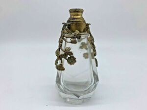アンティーク コレクターグッズ フレンチブラス エッチングクリスタル 香水 ボトル ストッパーなし Lalique