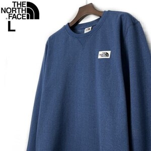 1円～!売切!【正規新品】THE NORTH FACE◆HERITAGE PATCH CREW トレーナー スウェット US限定 上質 裏起毛 登山 ロゴパッチ(L)青 181130-28