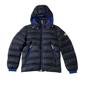 ● MONCLER モンクレール ● ロゴ ワッペン 着脱可能 フード付 ナイロン ダウン ジャケット ネイビー 0