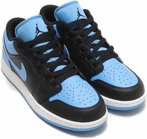 送料無料 23cm●ナイキ NIKE エア ジョーダン 1 ロー AIR JORDAN 1 LOW GS 553560-041 青 黒 スニーカー AJ