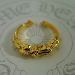 クロムハーツ★ベビークラシックリング/ダブルフローラル/22K/17号/インボイス/CHROME HEARTS