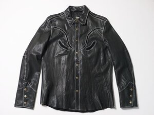 Schott　ショット　本革　レザーシャツ　正規品　Lサイズ　長袖　3191009　牛革　ウエスタンシャツ　シャツジャケット　カウハイド　