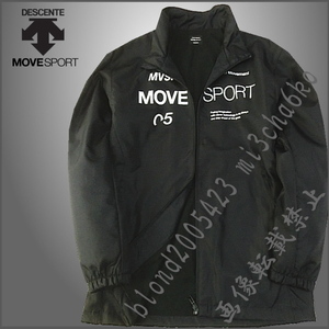 ■新品【DESCENTE MOVE SPORT】デサントムーブスポーツ 前面BIGロゴ 裏起毛保温 フルZIP ウーブンジャケット■BK/XO(XXL)