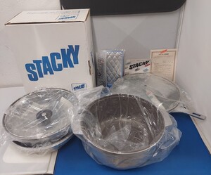 ★未使用/保管品 第一サイエンス クックジョイ STACKYスタッキー 高品質 両手鍋/フライパン/片手鍋 26㎝セット+波形プレート付 遠赤外線★