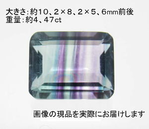 (値下げ価格)NO.1 パーティカラーフローライト(宝石名フルオライト)バゲットルース(ブラジル産)(10×8ｍｍ)天然石現品