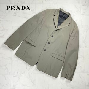 PRADA MILANO プラダ イタリア製 3つボタン テーラードジャケット 総裏 本切羽 メンズ グレージュ サイズ52*PC250