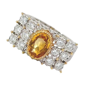 ジャンマリアブチェラッティ イエローサファイア1.97ct ダイヤ0.57ct リング K18WG/YG 18号 新品仕上げ済み♪送料無料・返品可♪