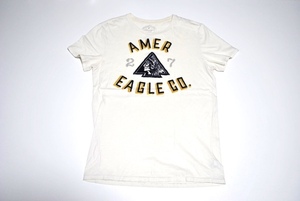 即決 アメリカンイーグル インディアンTシャツ05 オフ白 S AMERICANEAGLE 古着