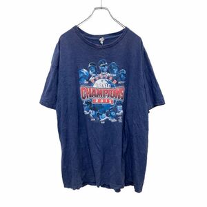 DELTA 半袖 プリント Tシャツ 2XLサイズ デルタ ビッグサイズ ネイビー コットン メキシコ製 古着卸 アメリカ仕入 t2405-3224