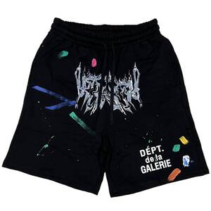 [並行輸入品] GALLERY DEPT. ギャラリーデプト DEPT de la GALERIE ペンキスクラッチデザイン ショートパンツ (ブラック) (XL)